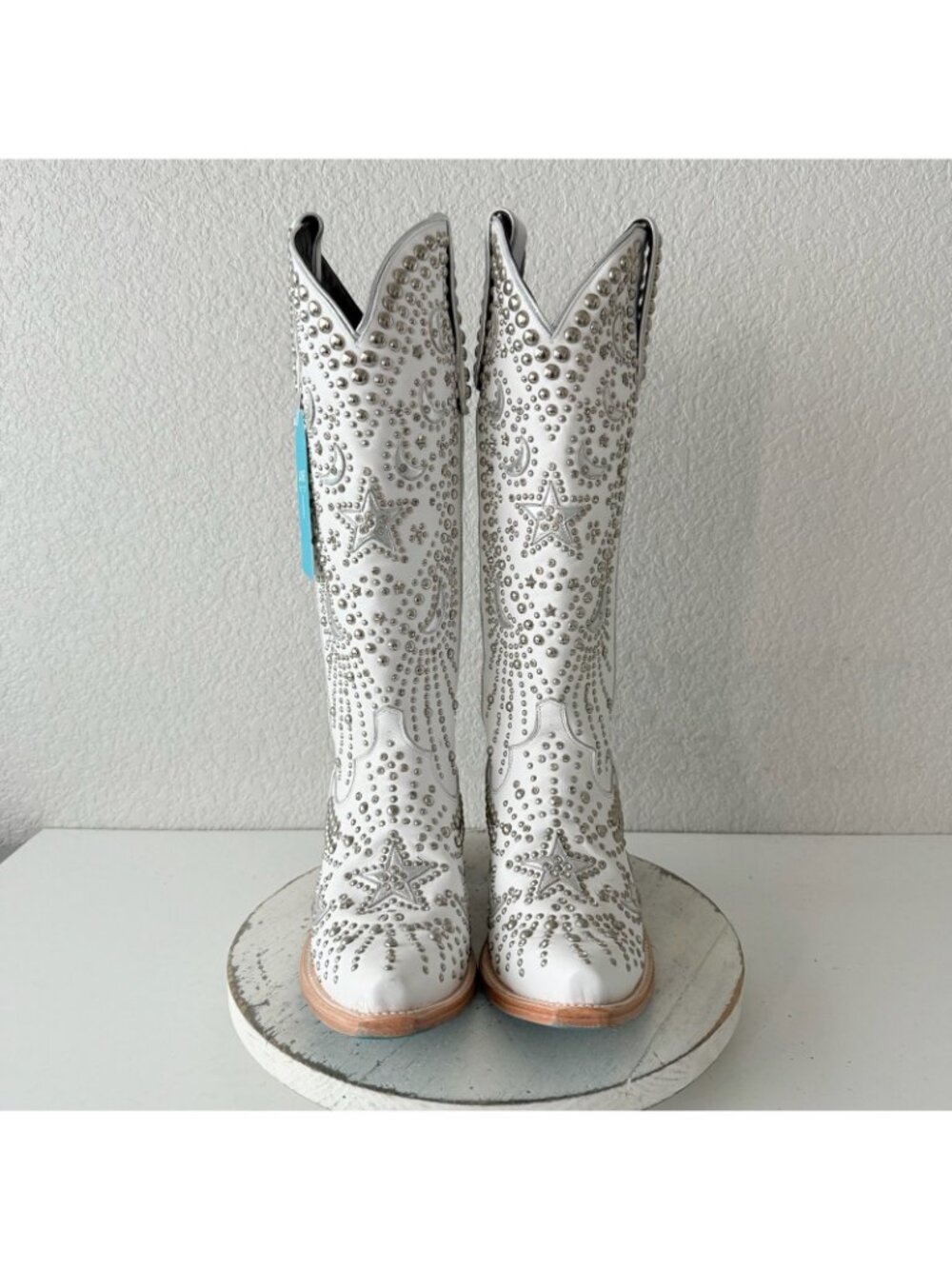 Lane SOLSTICE White Cowboy Boots Embellished Western Cowgirl Tall Snip Toe 11 - Picture 7 of 16